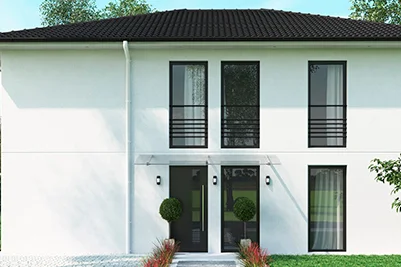 Modernes weißes Haus mit Flachdach